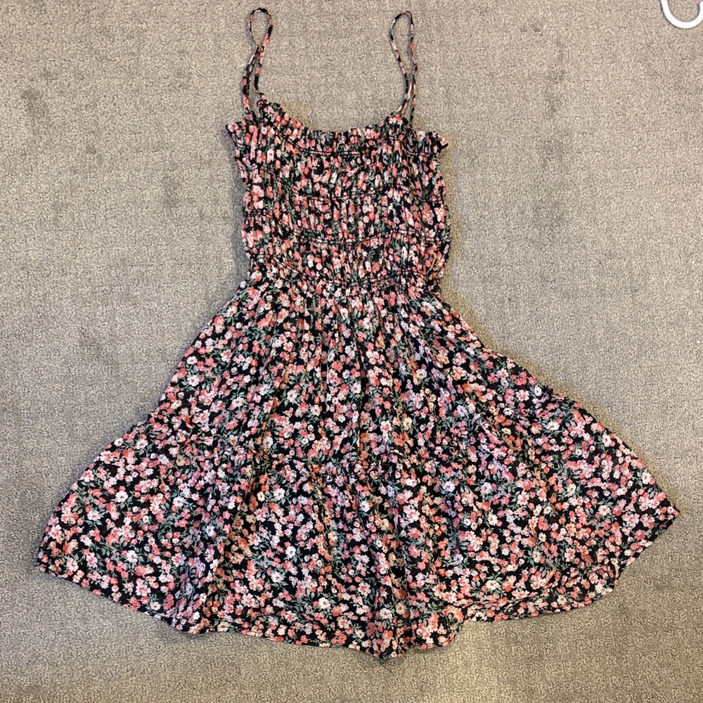 Lulu's Pink and Black Floral Mini Dress